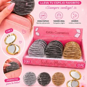 Espejo cartera dorado plateado ondas ECA-107