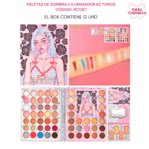 Paleta de sombra e iluminador 62 tonos KC1267