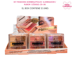 KIT PANDORA SOMBRA / POLVO / ILUMINADOR / RUBOR 25-36